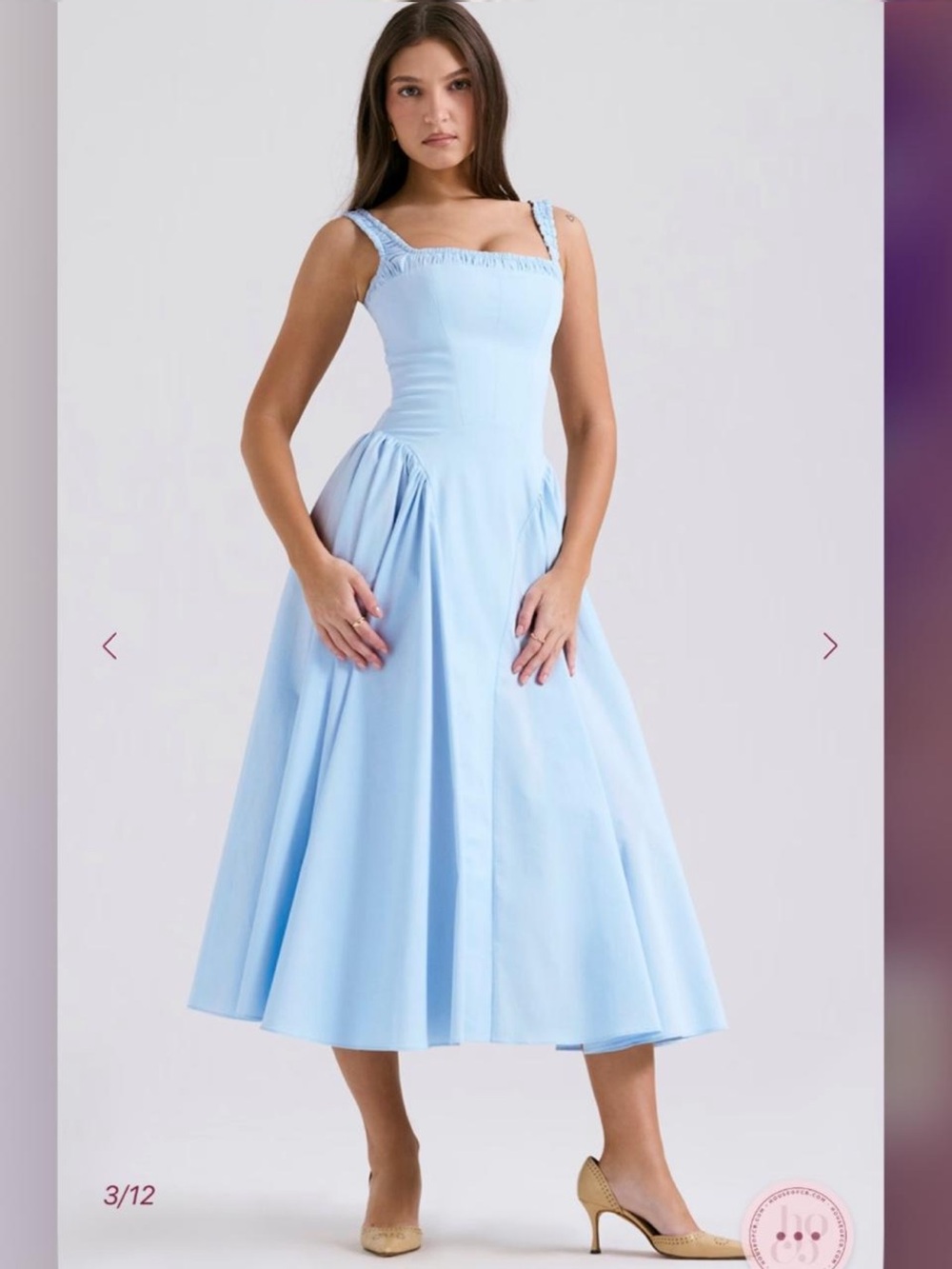 HOUSE OF CB Dorothy Italian Azure Cotton Midi Sundress NWOT